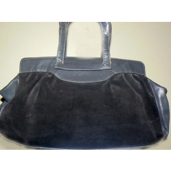 Gray Suede And Leather Handbag