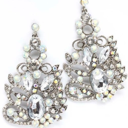 Long Rhinestone Stud Drop Earrings