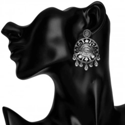Stud Earrings Silver Plated Rhinestones