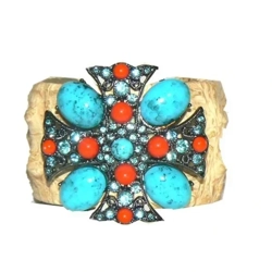 Turquoise Colored Stones Cuff Bracelet