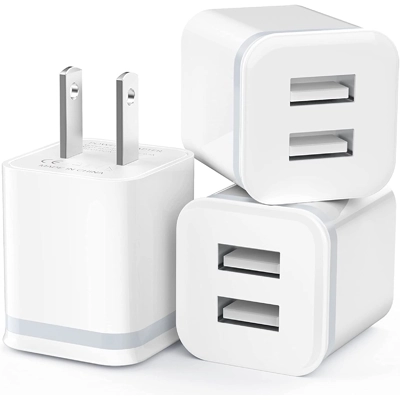 USB Wall Charger, LUOATIP 3-Pack 2.1A 5V Dual Port Cube Power Adapter Plug Block Charging Box USB Wall Charger, LUOATIP 3-Pack 2.1A 5V Dual Port Cube Power Adapter Plug Block Charging Box