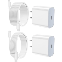 iPhone Charger Fast Charging 2 Pack Type C Wall Charger Block with 2 Pack [6FT&10FT] Long USB