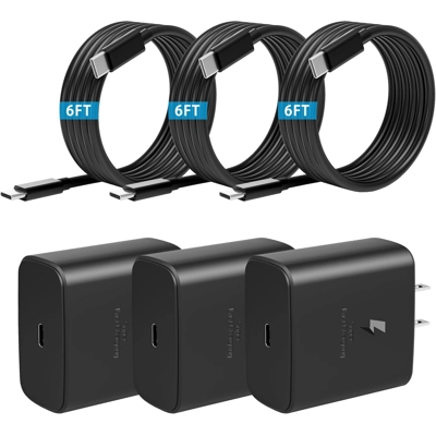 Super Fast Charger USB C,[3 Pack] Replacement for Samsung 45 Watt USB-C Charger,Type C