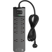 Power Strip - Addtam Surge Protector with 10 Outlets and 4 USB Ports