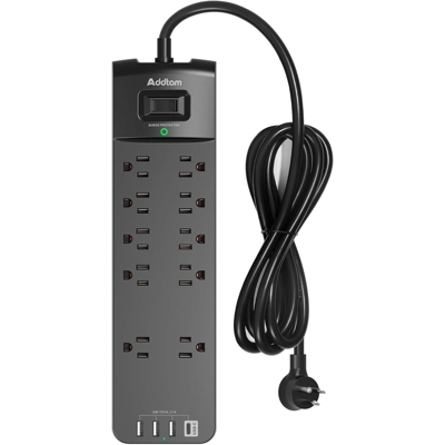 Power Strip - Addtam Surge Protector with 10 Outlets and 4 USB Ports Power Strip - Addtam Surge Protector with 10 Outlets and 4 USB Ports