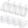IPhone Charger Fast Charging, 4 Pack 20W Fast Charger i Phone Cube with 6 FT USB C Charger Cord IPhone Charger Fast Charging, 4 Pack 20W Fast Charger i Phone Cube with 6 FT USB C Charger Cord
