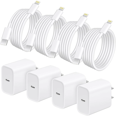 IPhone Charger Fast Charging, 4 Pack 20W Fast Charger i Phone Cube with 6 FT USB C Charger Cord IPhone Charger Fast Charging, 4 Pack 20W Fast Charger i Phone Cube with 6 FT USB C Charger Cord