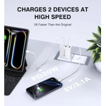 [2-Pack] USB C Wall Charger, 50W 5-Port PD Fast USB C Charging Block,2USB C+3USB A Multiport Plug