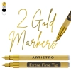 ARTISTRO 2 Gold Acrylic Paint Markers - 0.7mm Extra Fine-Tip Metallic Paint Pens - Perfect for Craft ARTISTRO 2 Gold Acrylic Paint Markers - 0.7mm Extra Fine-Tip Metallic Paint Pens - Perfect for Craft