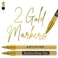 ARTISTRO 2 Gold Acrylic Paint Markers - 0.7mm Extra Fine-T..