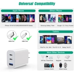 [2-Pack]iPhone 16 15 Charger Block,35W 3-Port Fast USB C Charger Block Dual Port PD Power Adapter