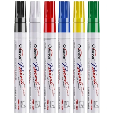 Overseas Paint Pens Paint Markers, 6 Colors Oil Based Permanent Markers Overseas Paint Pens Paint Markers, 6 Colors Oil Based Permanent Markers