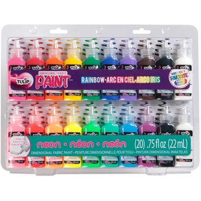 Tulip Puff Paint 20-Color Party Pack, Multi-Surface, Premium Quality, Nontoxic & Waterproof