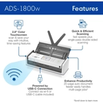 Brother ADS-1800W Wireless Compact Desktop Scanner Brother ADS-1800W Wireless Compact Desktop Scanner