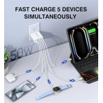 [2-Pack] USB C Wall Charger, 50W 5-Port PD Fast USB C Charging Block,2USB C+3USB A Multiport Plug