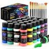 Acrylic Paint Set, 24 Colors (2 oz/Bottle) with 12 Art Brushes, Art Supplies for Painting Acrylic Paint Set, 24 Colors (2 oz/Bottle) with 12 Art Brushes, Art Supplies for Painting