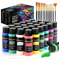 Acrylic Paint Set, 24 Colors (2 oz/Bottle) with 12 Art Bru..