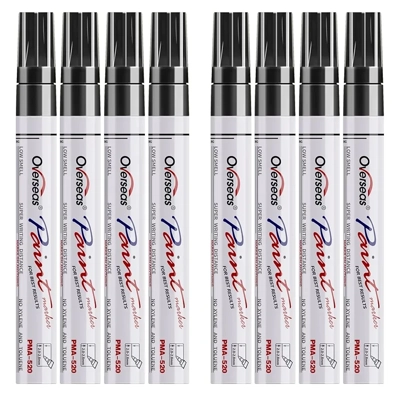 Paint Pens Paint Markers - Black Markers 8 Pack, Oil Based Waterproof Paint Pens Paint Markers - Black Markers 8 Pack, Oil Based Waterproof