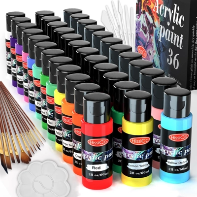 55PCS Acrylic Paint Set of 36 Colors 2fl oz 60ml Bottles 12 Brushes,Non Toxic 36 Colors 55PCS Acrylic Paint Set of 36 Colors 2fl oz 60ml Bottles 12 Brushes,Non Toxic 36 Colors