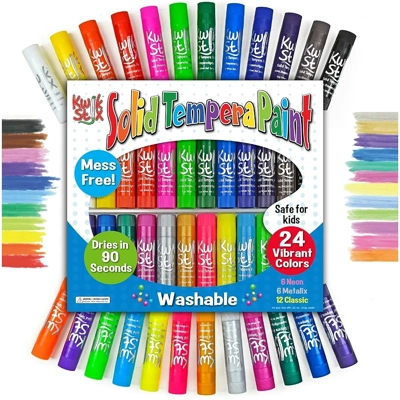 Kwik Stix Solid Tempera Paint Sticks, 24 Colors, Washable Paint Sticks for Kids, Non-Toxic, Quick Kwik Stix Solid Tempera Paint Sticks, 24 Colors, Washable Paint Sticks for Kids, Non-Toxic, Quick