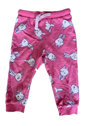 So Cute baby girl pink bunny trousers 9-12 months VGC