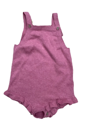 Tu dusky pink baby girl knitted cotton romper 9-12 months VGC
