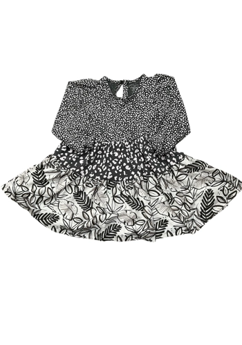 Next girls cotton jersey floral grey cream dress 2-3 years