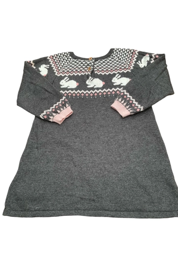 H&M baby girl rabbit grey jumper dress wool mix 12-18 months