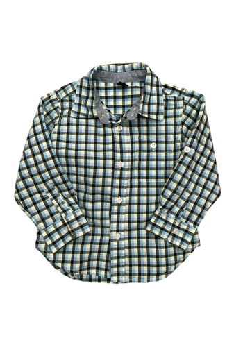 Boys Gap checked shirt blue green
