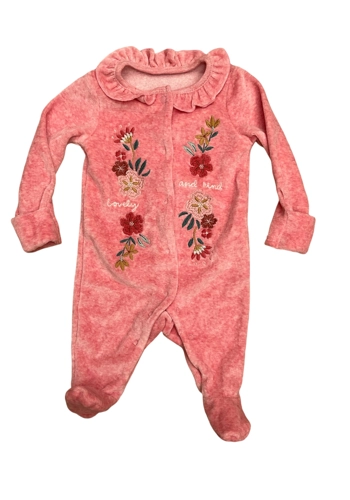 Tu baby girl velour warm embroidered sleep suit 0-3 months