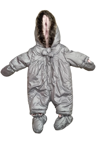 Mothercare baby girl 0-1 month grey snowsuit VGC