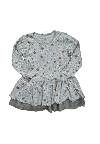 H&M baby girls grey gold star jersey dress 12-18 months VGC