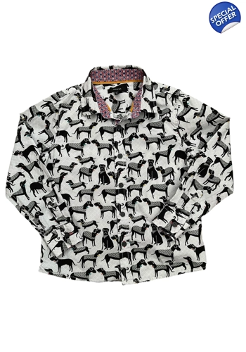 M&S Autograph boys 6-7 years dog shirt VGC