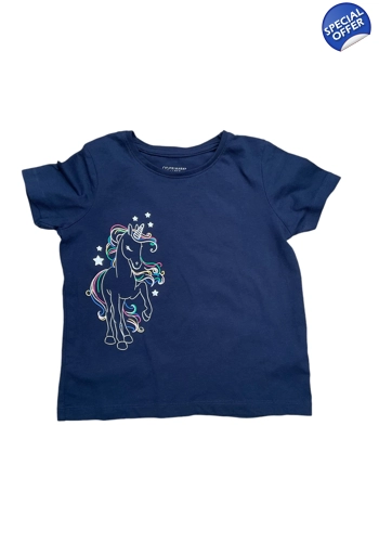 Primark girls unicorn t-shirt rainbow unicorn 4-5 years VGC