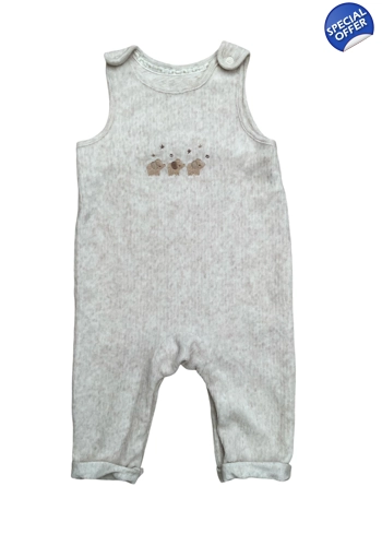 Mothercare baby neutral velour ribbed romper 1-3 months