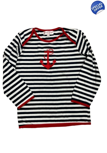 Powell Craft unisex striped anchor top 6-7 years VGC