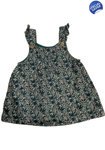 Tu baby girl cotton cord floral pinafore dress 3-6 months VGC