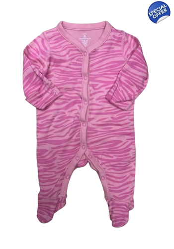Mothercare baby girl pink animal print sleep suit 0-1 month VGC