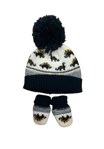 George dinosaur design baby boy bobble hat mittens set 6-12 months