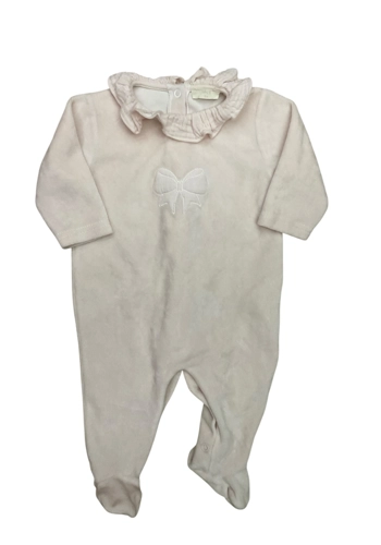 Baby Gi baby girl pink bow velour romper 3 months VGC