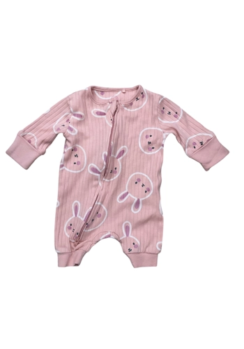 Next first size ribbed baby girl cotton jersey sleep suit VGC