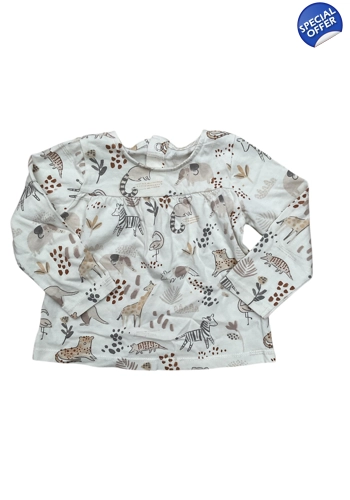 Tu baby girl neutral animal top 3-6 months VGC