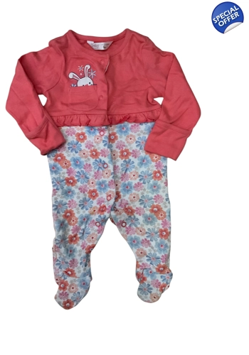 M&Co baby girl pretty floral sleep suit 0-3 months vgc