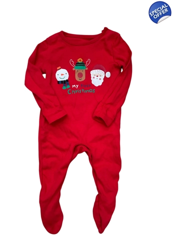 Fred & Flo unisex baby Christmas sleep suit 3-6 months VGC
