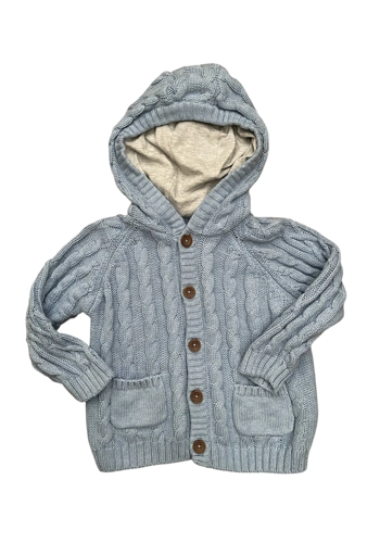 M&S cotton baby boy hooded cardigan 9-12 months VGC