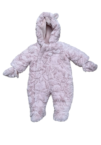Mothercare baby girl pink faux fur snowsuit 0-3 months vgc