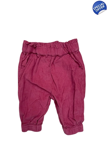 Baby girl dark pink corduroy trousers 0-3 months Tu vgc