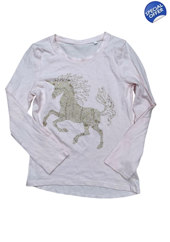 Bluezoo pretty pink unicorn girls top 8-9 years