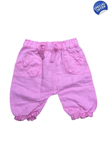 Next baby girl cotton linen summer trousers 0-3 months vgc