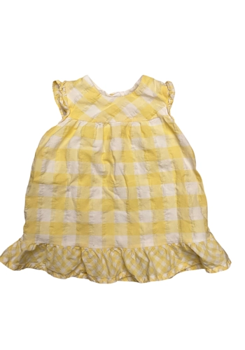 Pretty checked yellow and white summer dress 3-6 months vgc